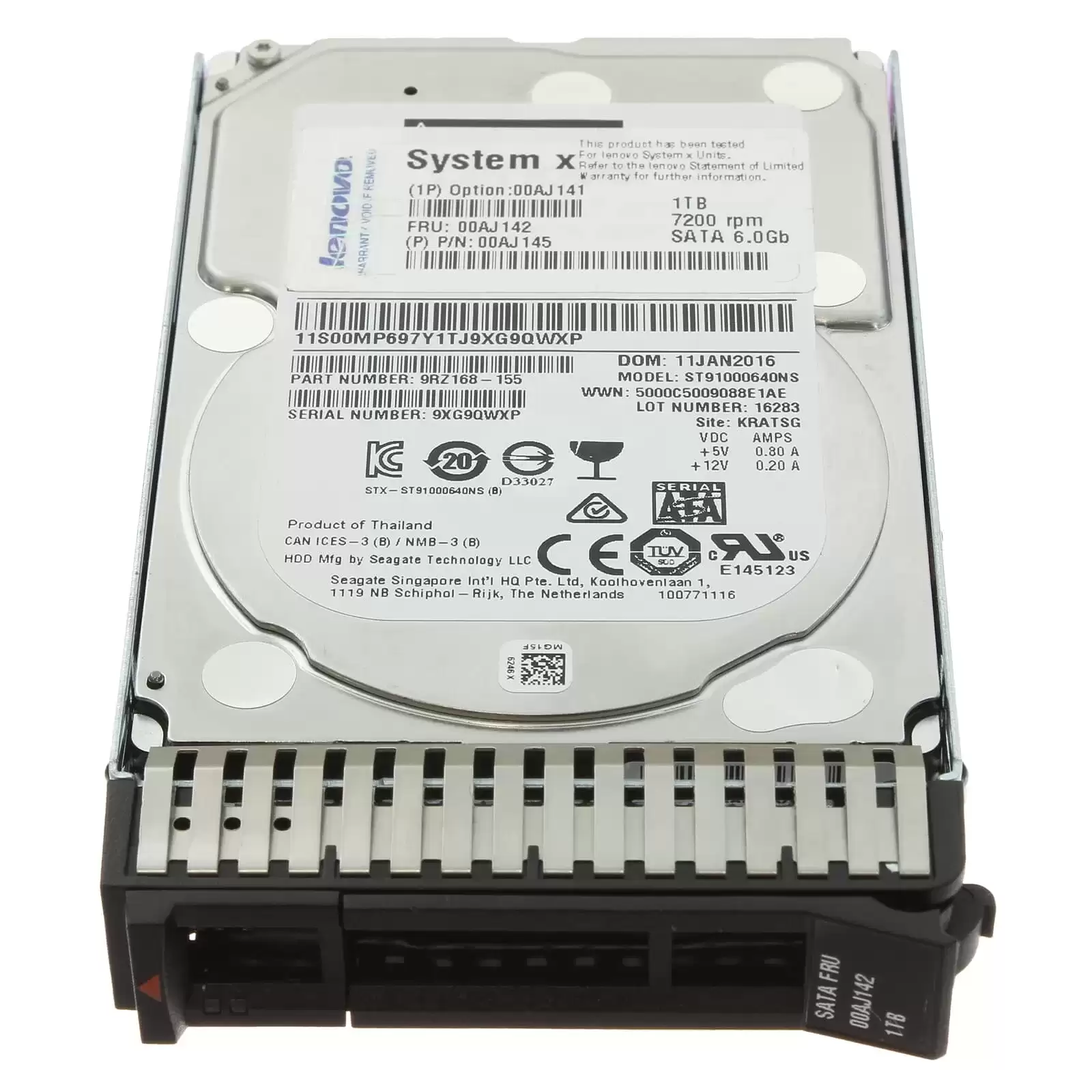 IBM 00AJ143 1TB SATA 6Gb/s Nearline Hot Swap 7200RPM 2.5-inch Internal Hard Drive