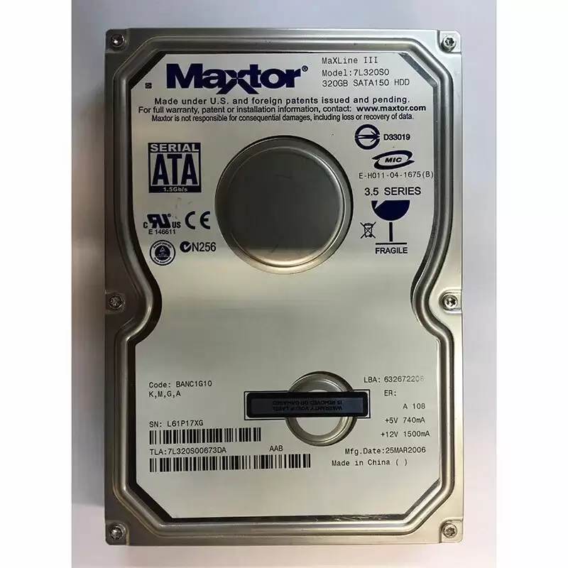 Maxtor 7L320S00673DA MaXLine III 320GB 7200RPM SATA 1.5Gb/s 16MB Cache 3.5inch Internal Hard Drive