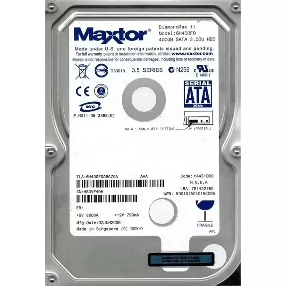 Maxtor 6H400F0 DiamondMax 11 400GB SATA/300 7200RPM 3.5 Internal Hard Drive