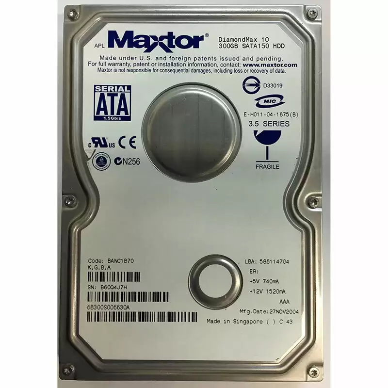 Maxtor 6B300S0 DiamondMax 10 300GB SATA 1.5Gb/s 7200RPM 16MB Cache 3.5inch Internal Hard Drive