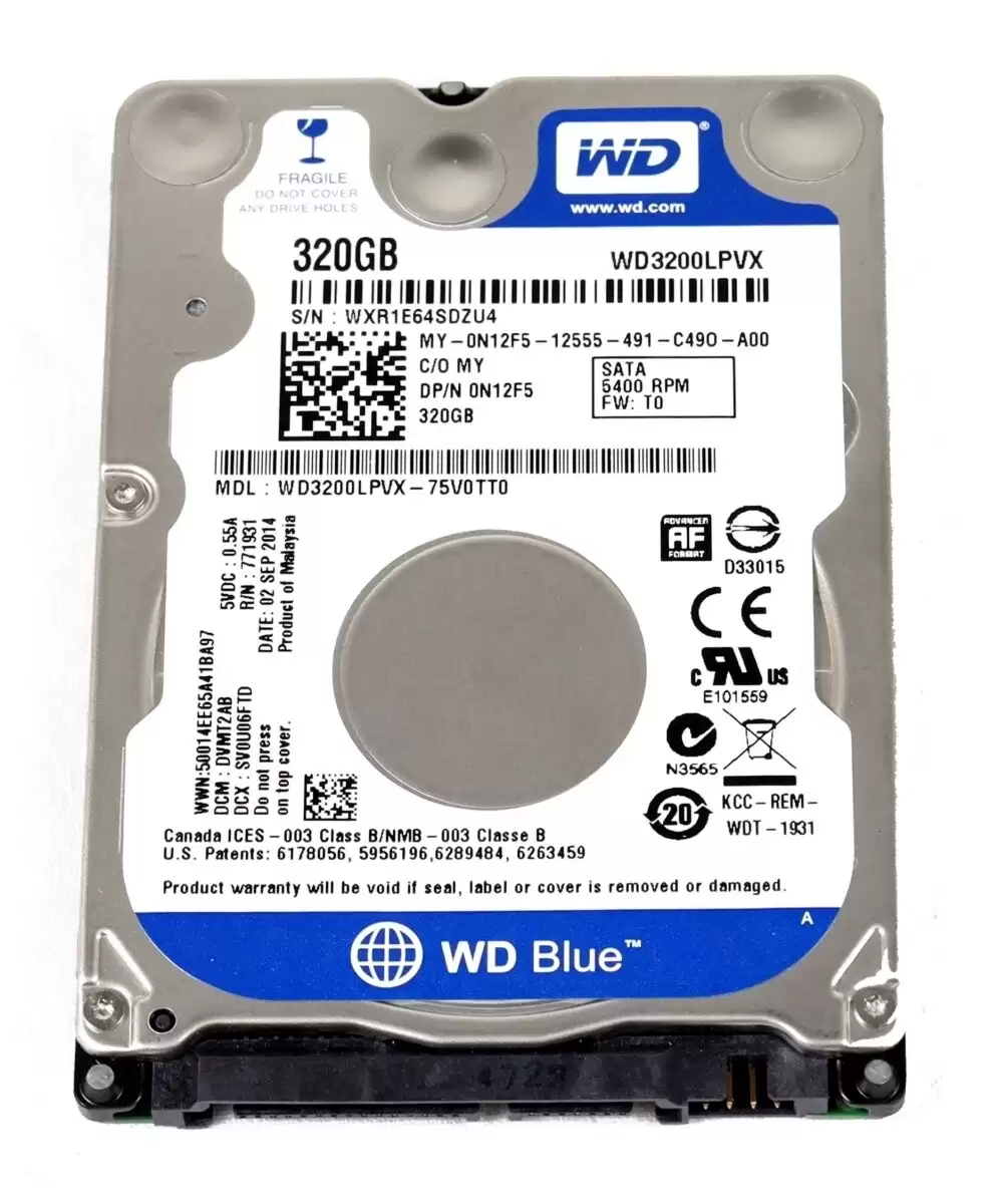 Western Digital WD3200LPVX Blue PC 320GB SATA 6Gb/s 5400RPM 8MB Cache 2.5inch Internal Hard Drive