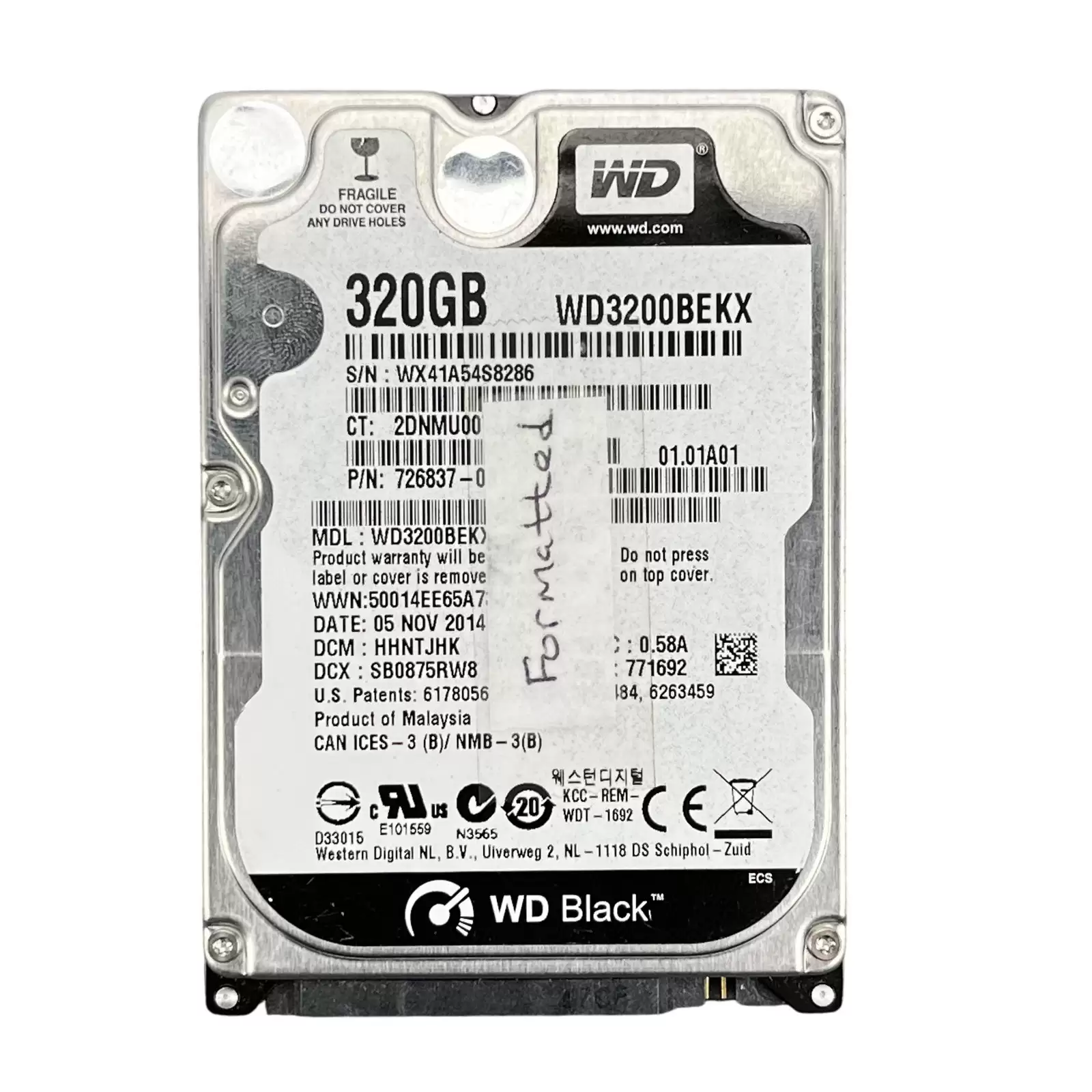 Western Digital WD3200BEKX Black 320GB SATA 6GB/s 7200RPM 16MB Cache 2.5inch Internal Hard Drive