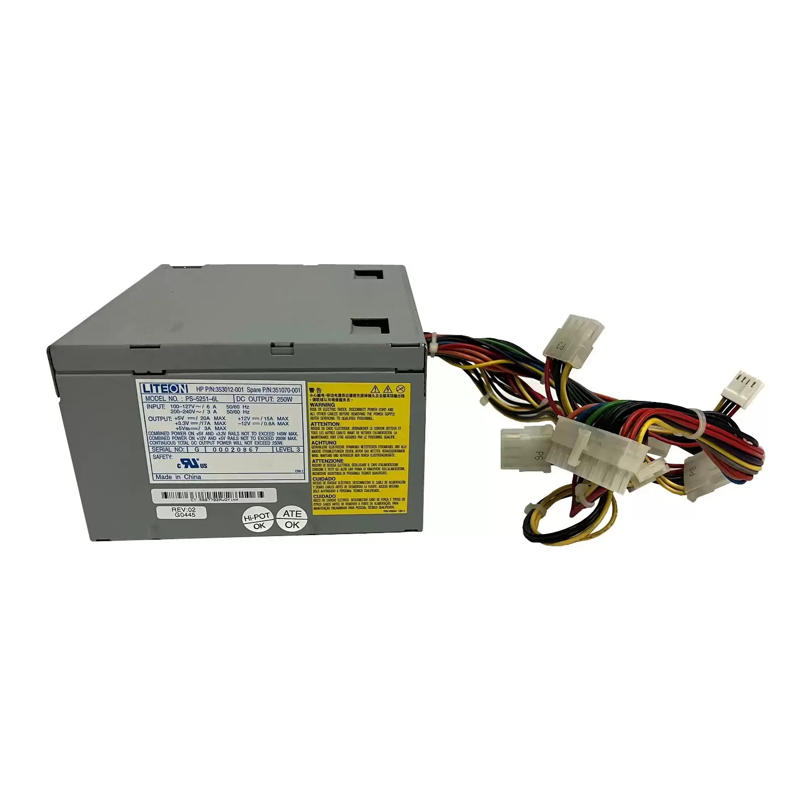 Lite-On PS-5251-6L 250-Watts ATX DC Power Supply