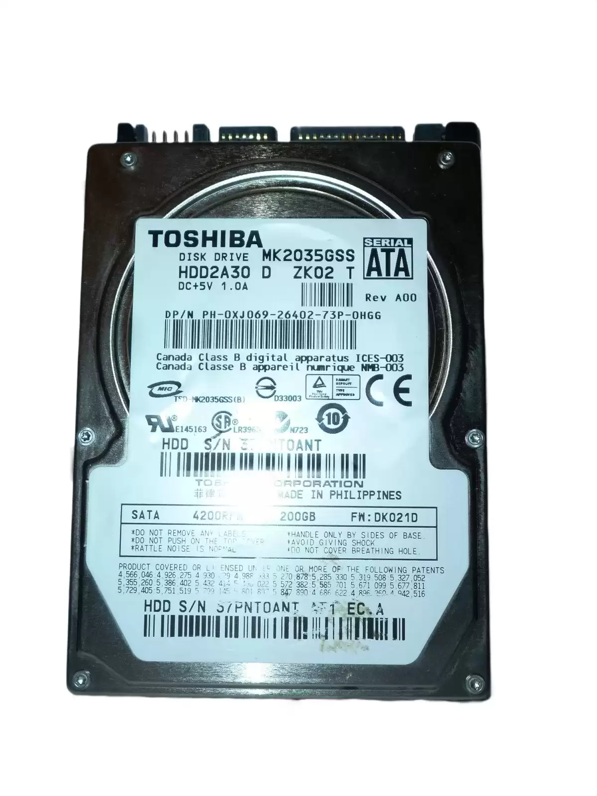 Dell XJ069 200GB SATA 3Gb/s 4200RPM 2MB Cache 2.5-inch Internal Hard Drive