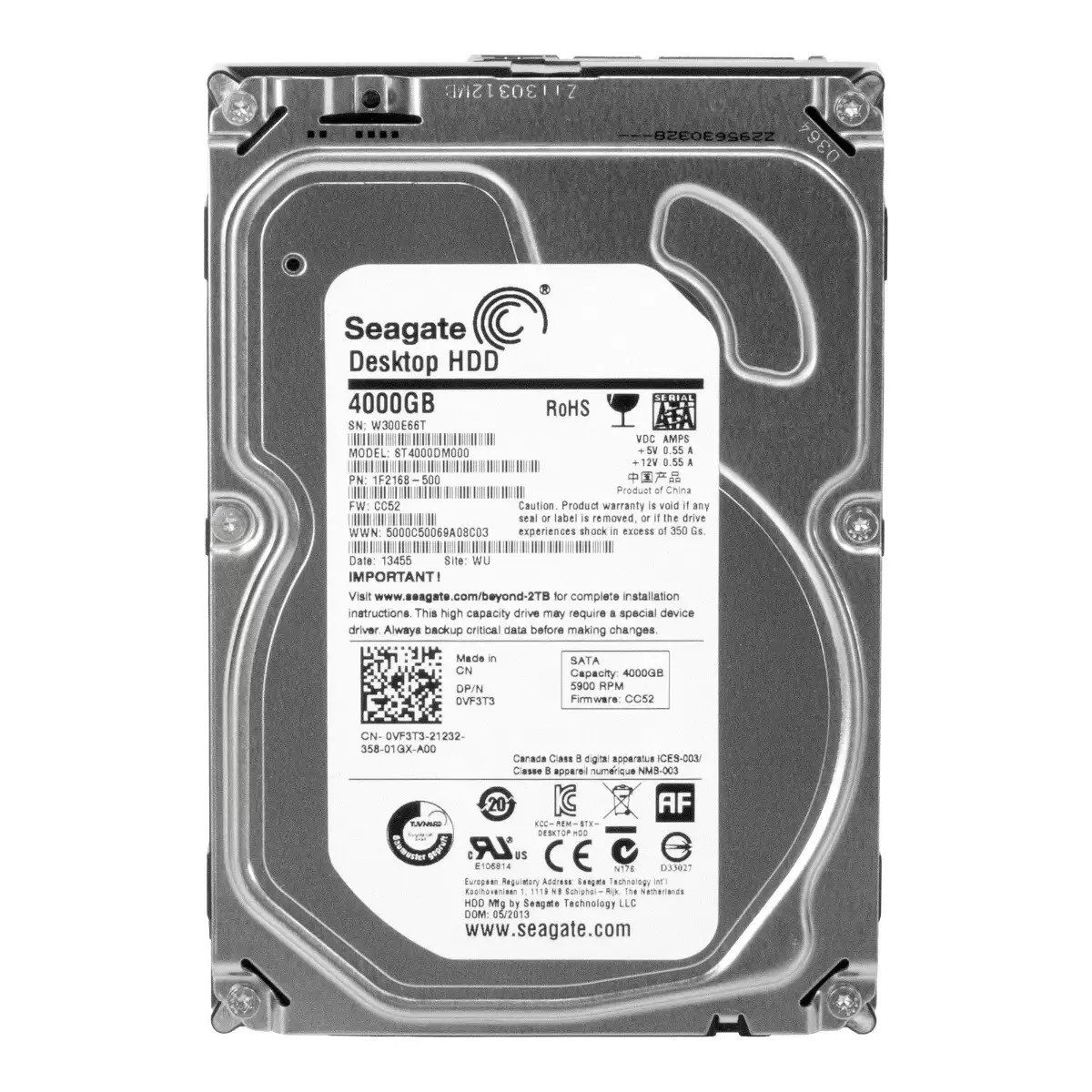 Dell VF3T3 4TB SATA 6Gb/s 5400RPM 64MB Cache 3.5-inch Internal Hard Drive