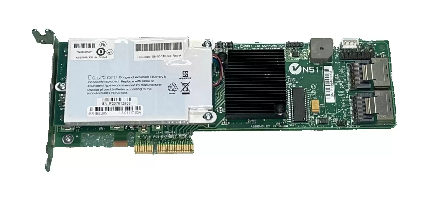 LSI L1-01116-04 Logic MegaRAID 8704ELP Quad Ports SAS 3GbE PCI-Express Controller Card