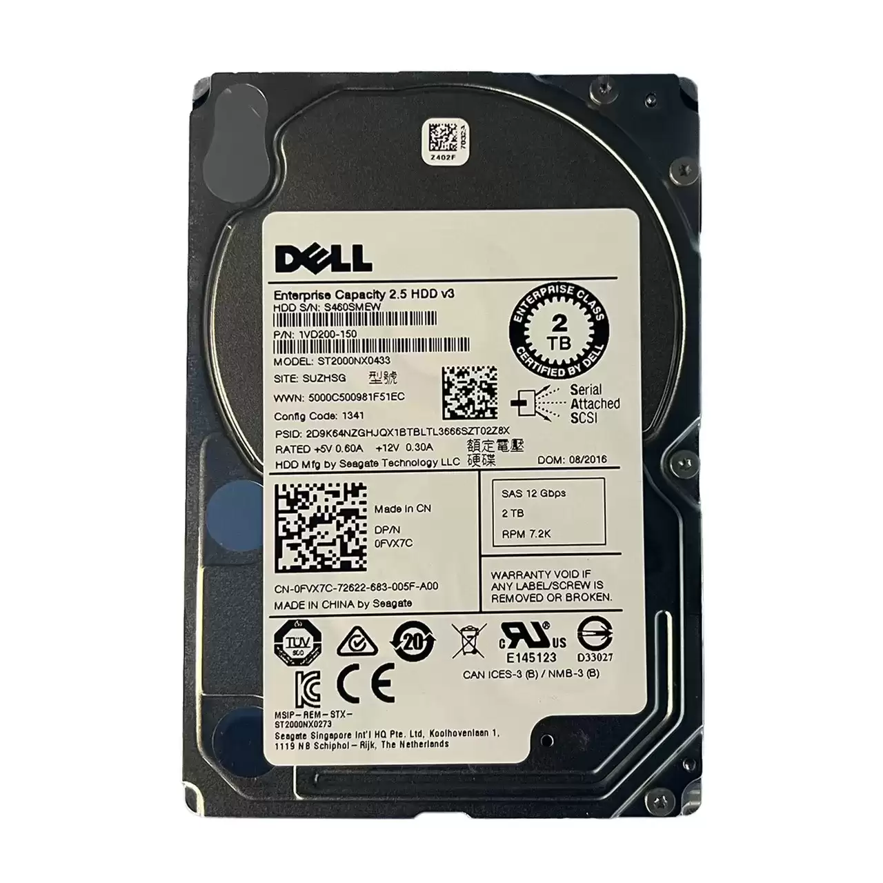 Seagate 1VD200-150 Exos 7E2000 Enterprise 2TB SAS 12Gb/s 7200RPM 128MB Cache (512n) 2.5-inch Internal Hard Drive
