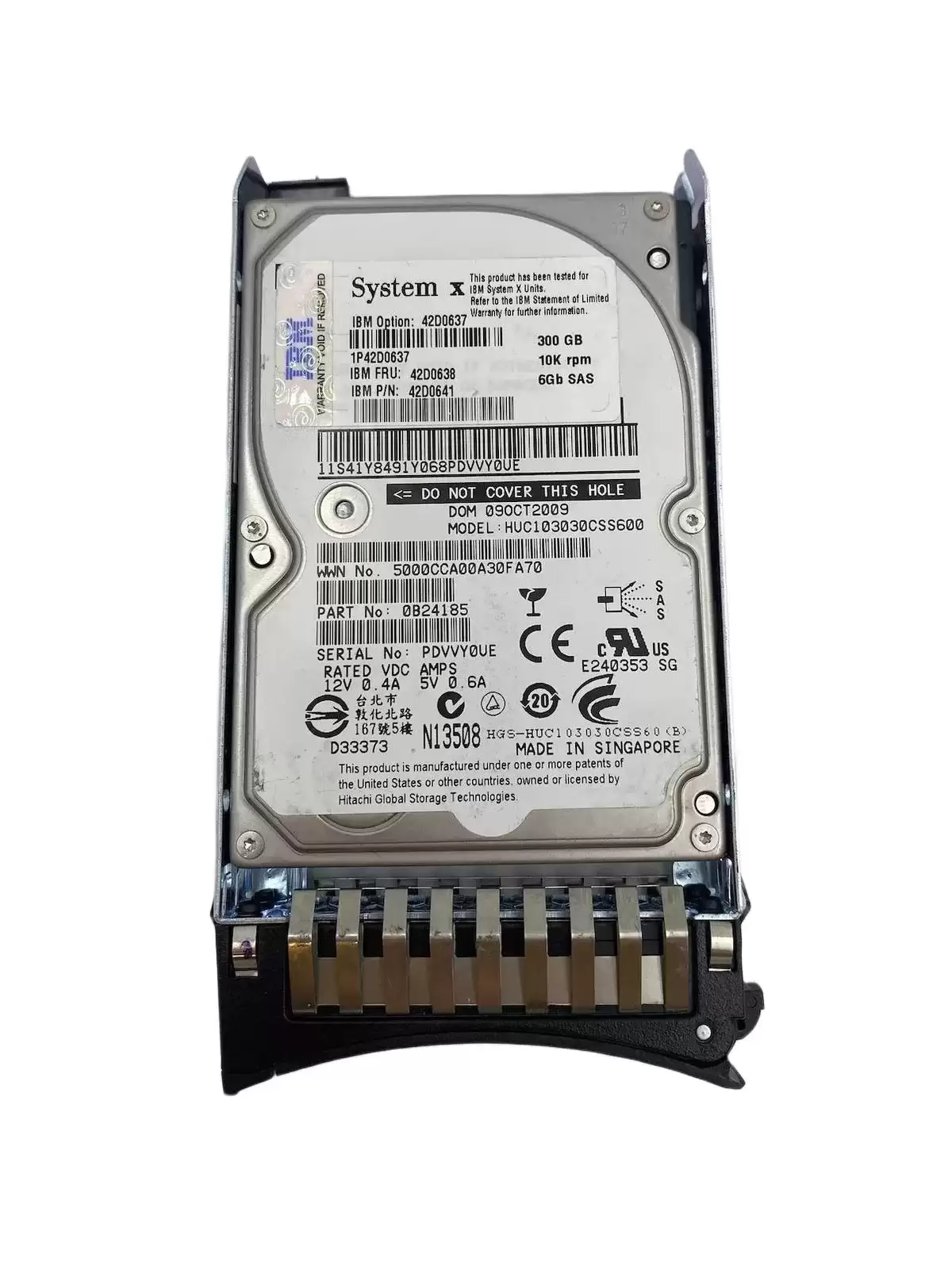 IBM 42D0637 300GB SAS 6Gb/s Hot Swap 10000RPM 2.5-inch Internal Hard Drive with Tray for System x