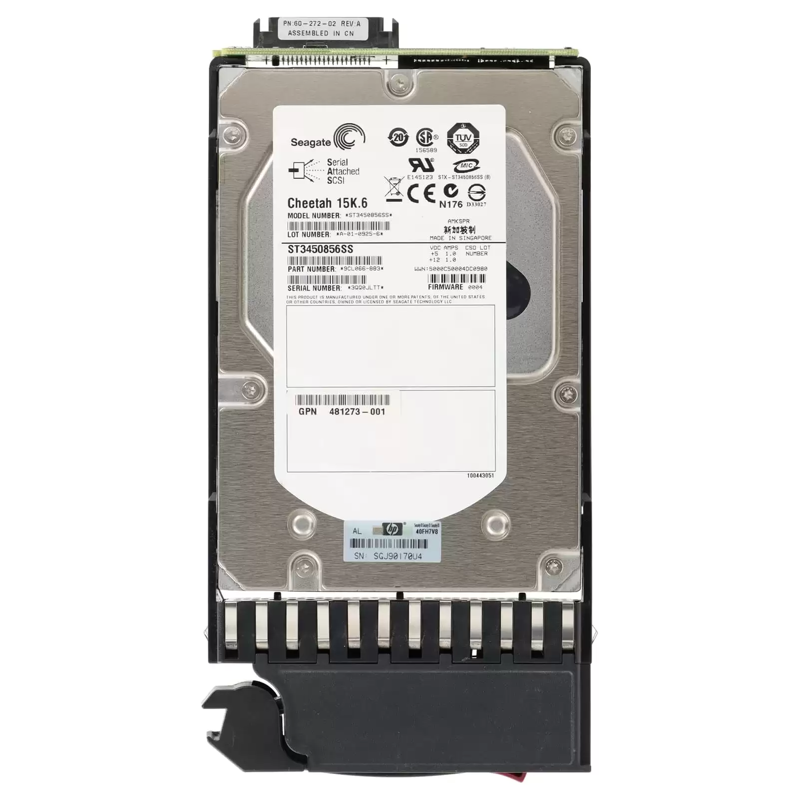 HPE 480939-001 450GB SAS 3Gb/s Dual Port Hot Swap 15000RPM 3.5-inch Internal Hard Drive with Smart Carrier for MSA and MSA2