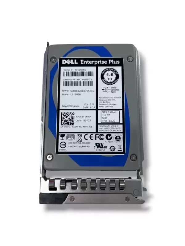 Dell 82FG7 1.6TB SAS 6Gb/s Read Intensive Hot Swap MLC 2.5-inch Solid State Drive with Tray for Compellent SCv2020 and SCv3020