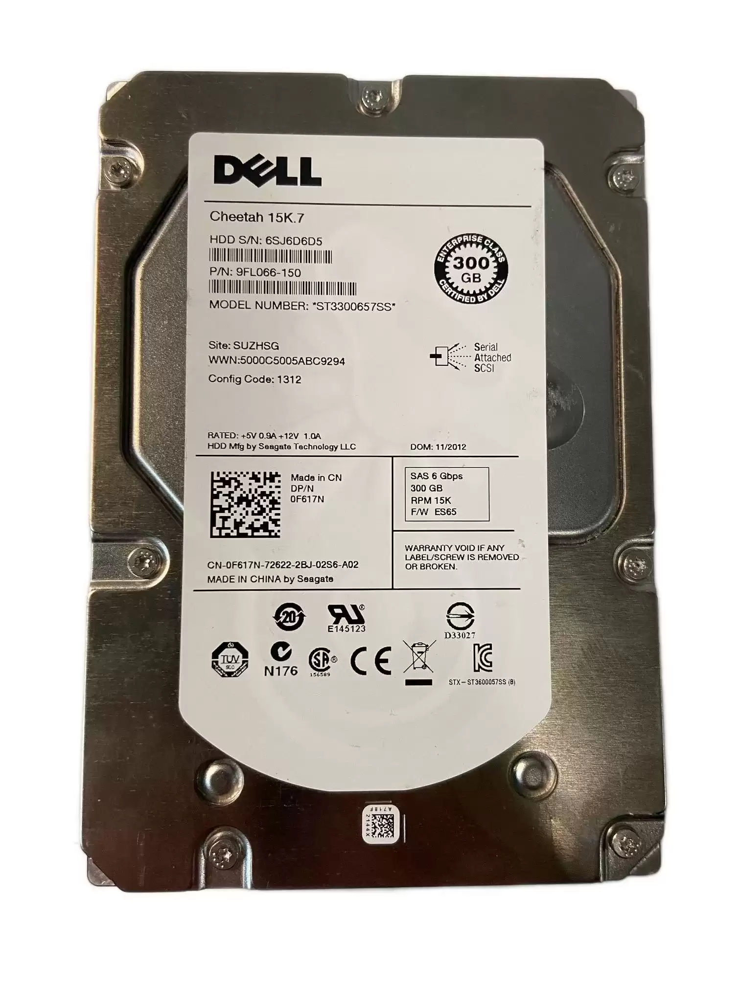 Seagate 9FL066-150 Cheetah 15K.7 300GB SAS 6Gb/s 15000RPM 16MB Cache 3.5-inch Internal Hard Drive