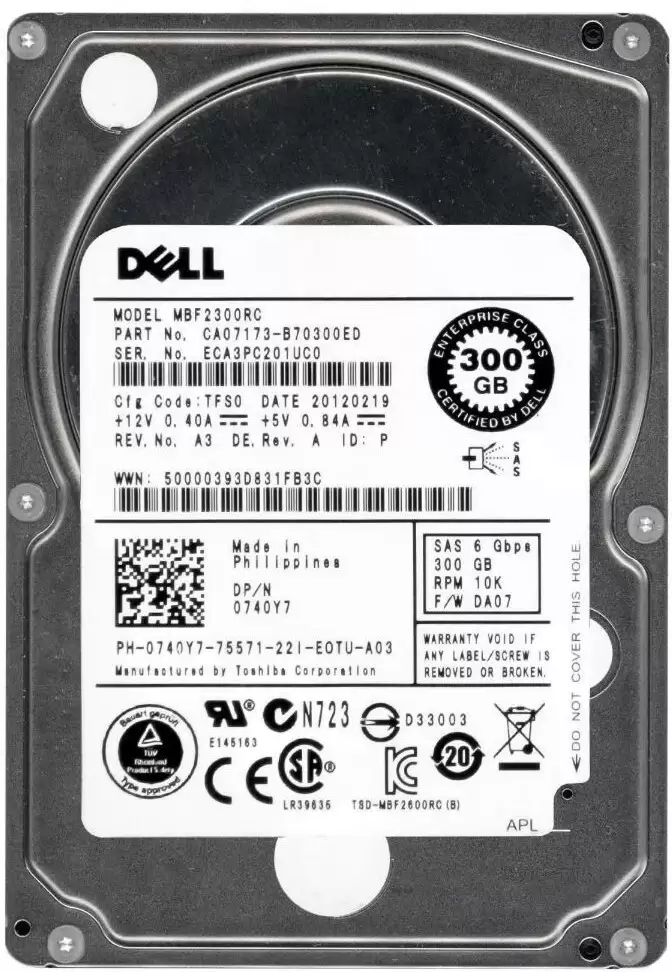 Toshiba MBF2300RC Enterprise 300GB SAS 6Gb/s 10000RPM 16MB Cache 2.5-inch Internal Hard Drive