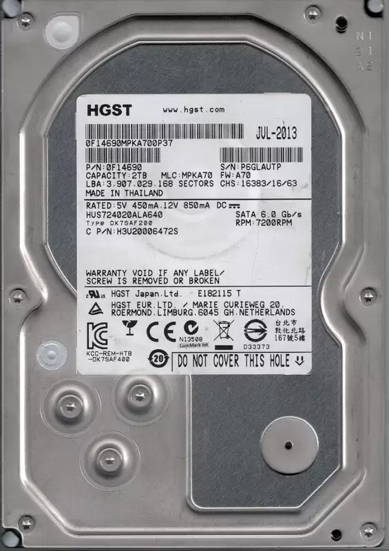 HGST HUS724020ALA640 Ultrastar 7K4000 1TB SATA 6Gb/s (512n) 3.5inch Internal Hard Drive
