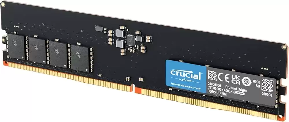Crucial CT64G56C46U5 64GB 5600MHz DDR5 PC5-44800 Non-ECC CL46 288-Pin DIMM 1.1V Single Rank x16 Memory Module