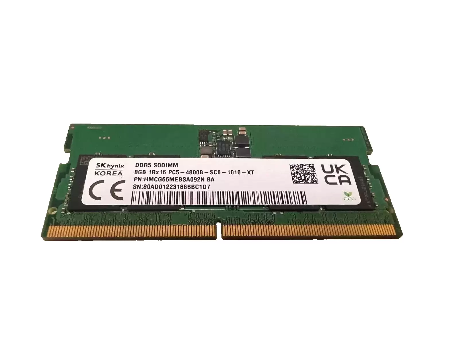 Hynix HMCG66MEBSA092N 8GB 4800MHz DDR5 PC5-38400 Non-ECC CL40 262-Pin SODIMM 1.1V Single Rank x16 Memory Module