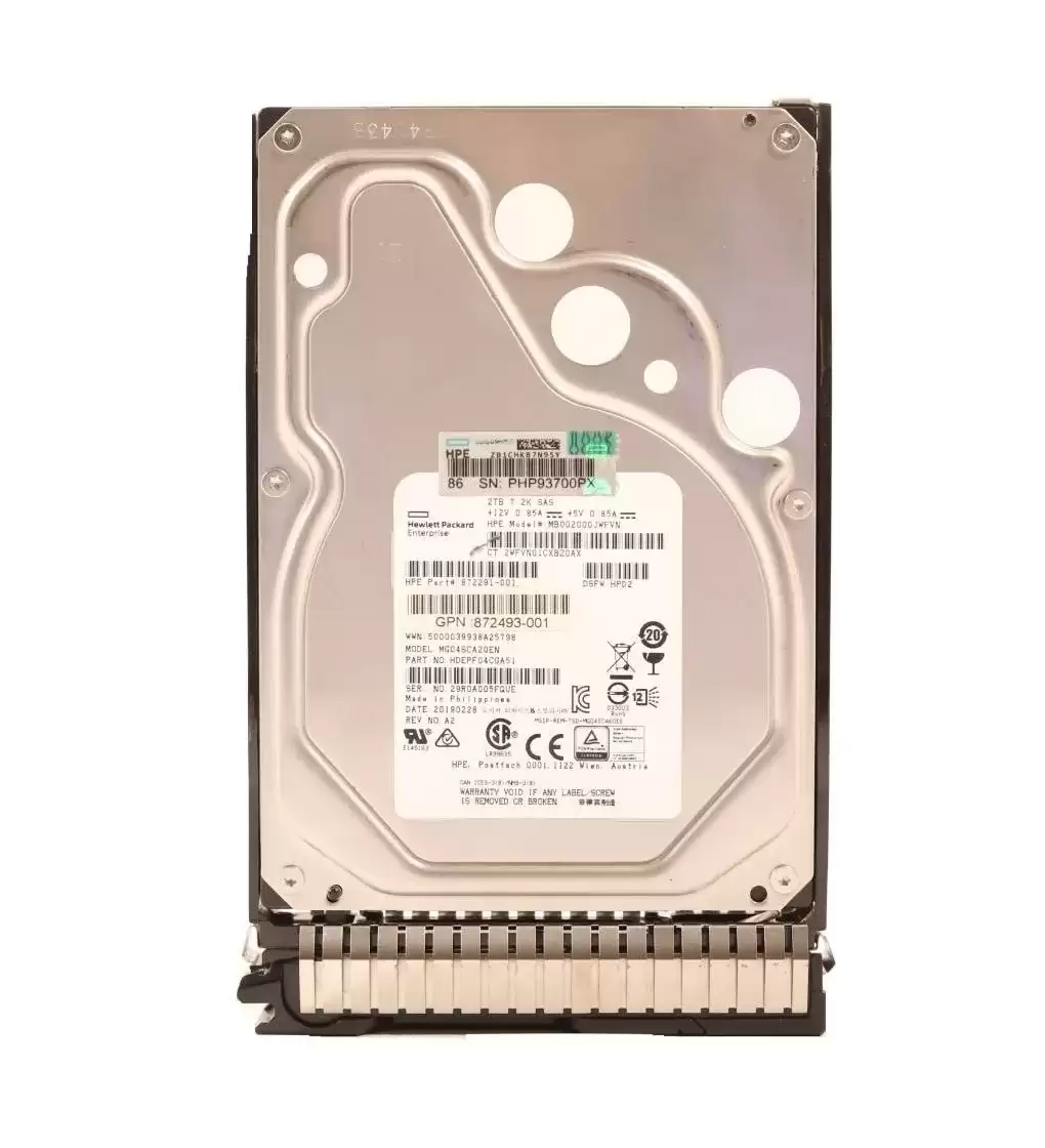 HPE MB002000JWFVN 2TB SAS 12Gb/s Digitally Signed Midline Hot Swap 7200RPM 3.5-inch Internal Hard Drive