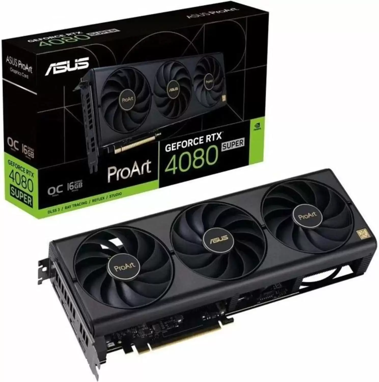 ASUS PROART-RTX4080S-O16G ProArt RTX 4080 SUPER OC 16GB GDDR6X 256-Bit PCI-Express 4.0 x16 CUDA Cores Dual-Slot 4-DisplayPorts HDMI 2.1 Graphics Card