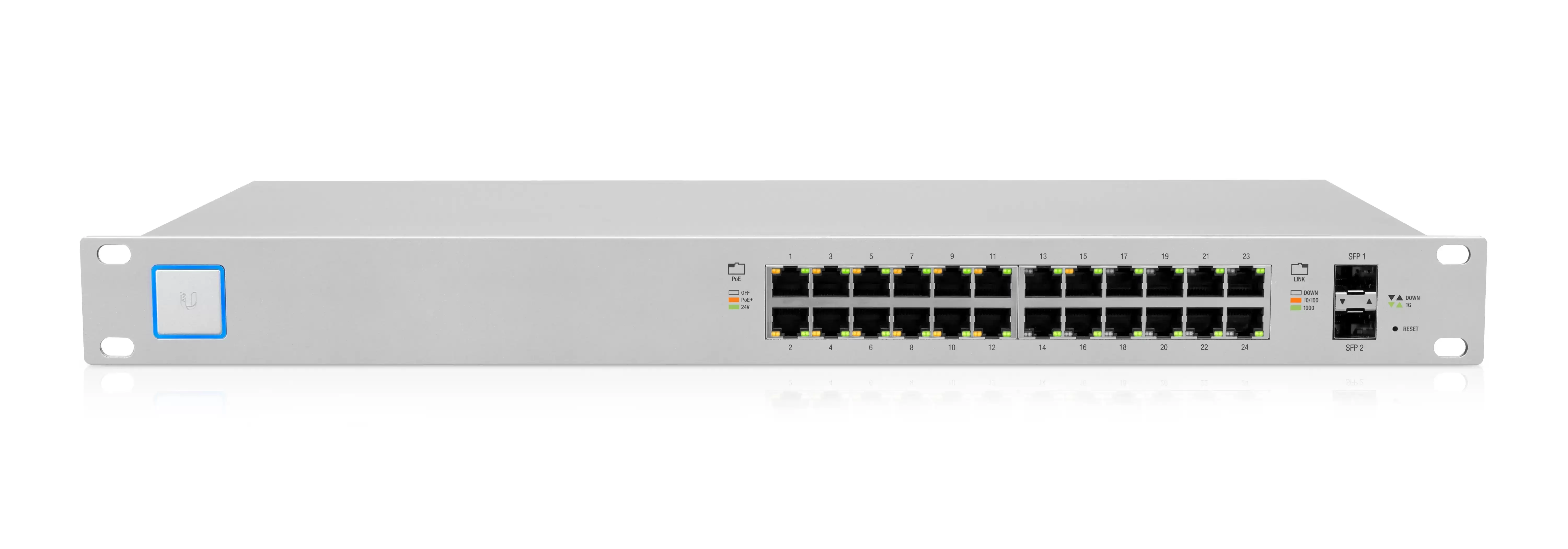 Ubiquiti US-24-250W UniFi 24-Ports 1GbE PoE+ Rack Mountable Layer 2 Managed Network Switch with 2-Ports SFP