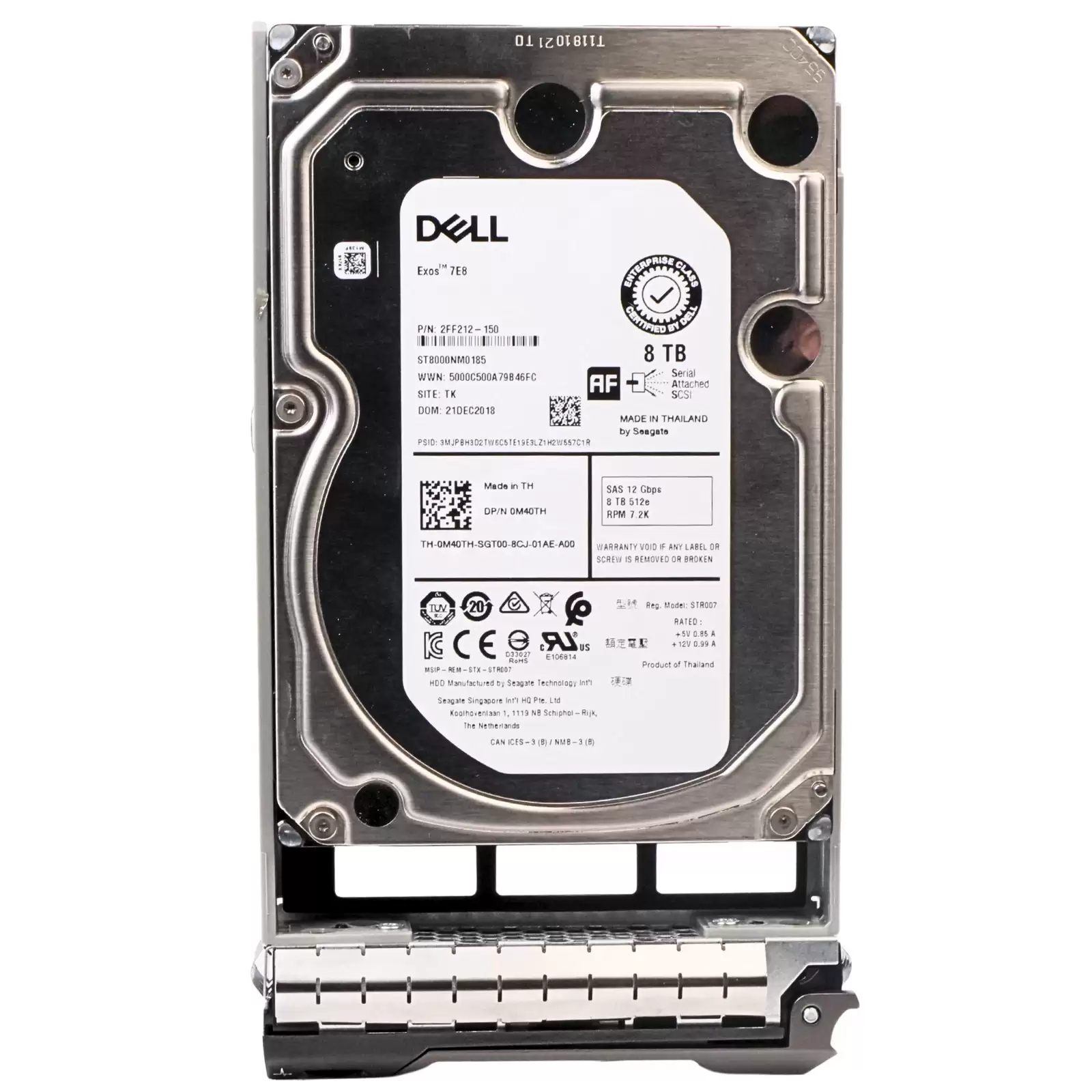 Dell VC7M2 8TB SAS 12Gb/s Hot Swap 7200RPM 256MB Cache (512e) 3.5-inch Internal Hard Drive with Tray for PowerEdge G13